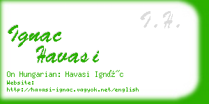 ignac havasi business card
